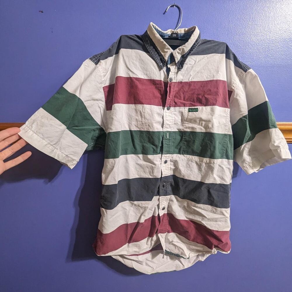 Vintage Izod Color Block Striped Shirt